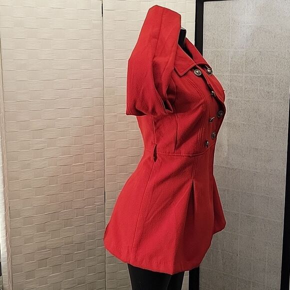 IRIS BASIC COAT NOTCH LAPEL DOUBLE BREASTED FIT & FLARE COAT - Picture 5 of 15